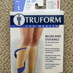 NEW-TruForm Compression Socks Closed Toe/ Firm XL Beige NEW!-XL