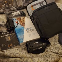 Cannon VIXIA HF R80 HD Camcorder HDMI With 2 Sony Wireless Bluetooth Microphones,64 Gb Lexar Professional, VEGAS MOVIE STUDIO PLATINUM, AND CASE 