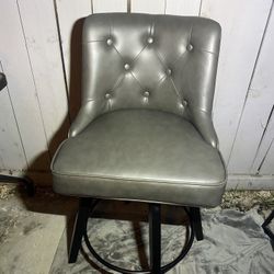 Grey Leather Barstool 