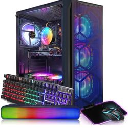 Gaming PC With LED And Monitor