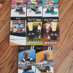 Tae Bo VHS Bundle (8)- Get Ripped Series, Abs & Glutes, Impact Set