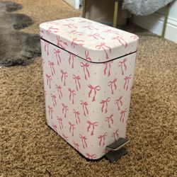 Pink Bow Print Step Trash Can
