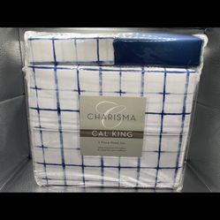 Charisma Cal King 6 Piece Sheet Set 100% Polyester Microfiber  in CAPE COD NAVY 