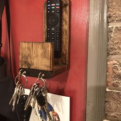 Wall Mount Honey Walnut Stain Remote Control /key Holder