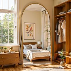 Extra Large 79 x 39 Inch Full Length Arch Mirror, Gold
