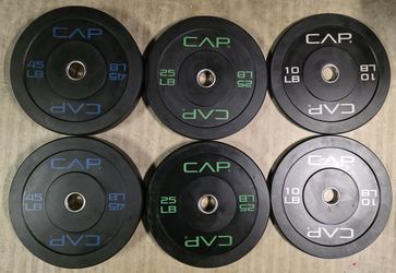 Cap Olympic Rubber Bumper Weight Plates 45lbs,25 Lbs,10 Lbs Set Great Condition
