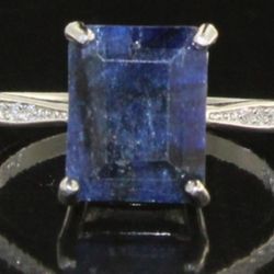4.13 Carat Natural Sapphire Ring - Sterling Silver