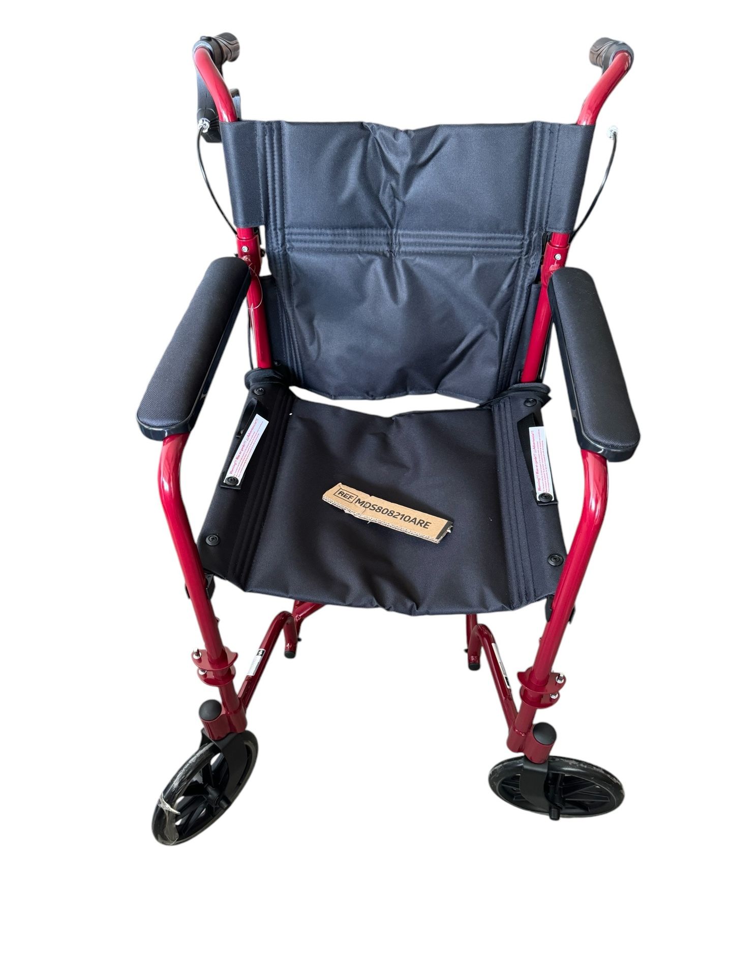 Medline Aluminum Transport Chair with 8” Wheels, Red - MDS808210ARE