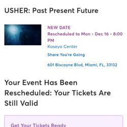 Usher Cincert Ticket  Section 105 Row 14