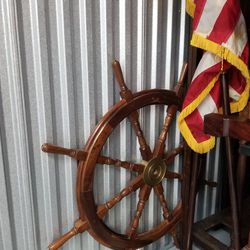 42" Vintage Nautical Real Ship Helm