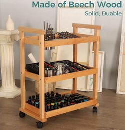 Solid Beechwood Art Cart Supply Storage Organize