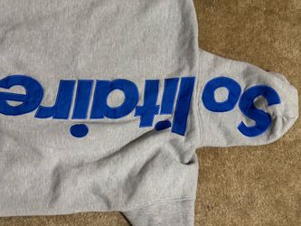 Solitaire Gray Hoodie with Blue Lettering