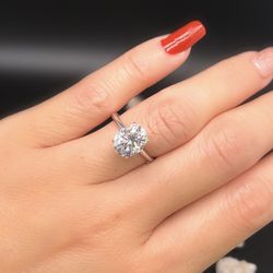 14k 3ct Oval Shape Moissanite Ring With Certificate 