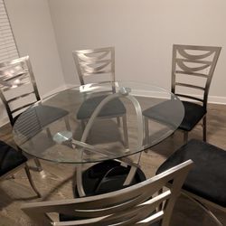 Modern Glass Table W/ 6 Chairs