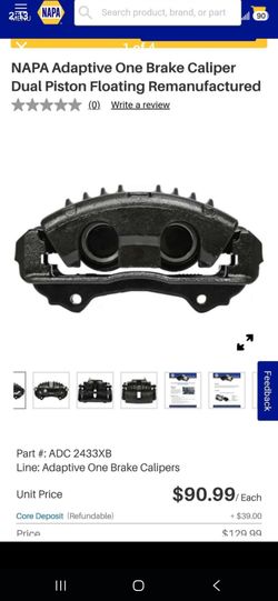 NAPA Adaptive One Dual Piston Brake Caliper Remanufactured E-Coated Part number ADC 2433XB - SE-5243