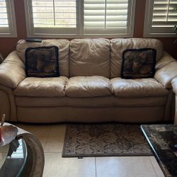 Beige Leather couch set All 3 Pieces 