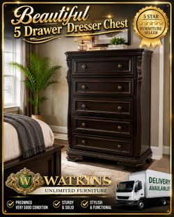 🪵 Beautiful 5-Drawer Dresser Chest – Elegant, Sturdy & Ready for Your Home! 🪵