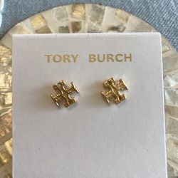 TB earrings gold glitter brand new