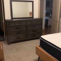 Espresso dresser and Mirror 