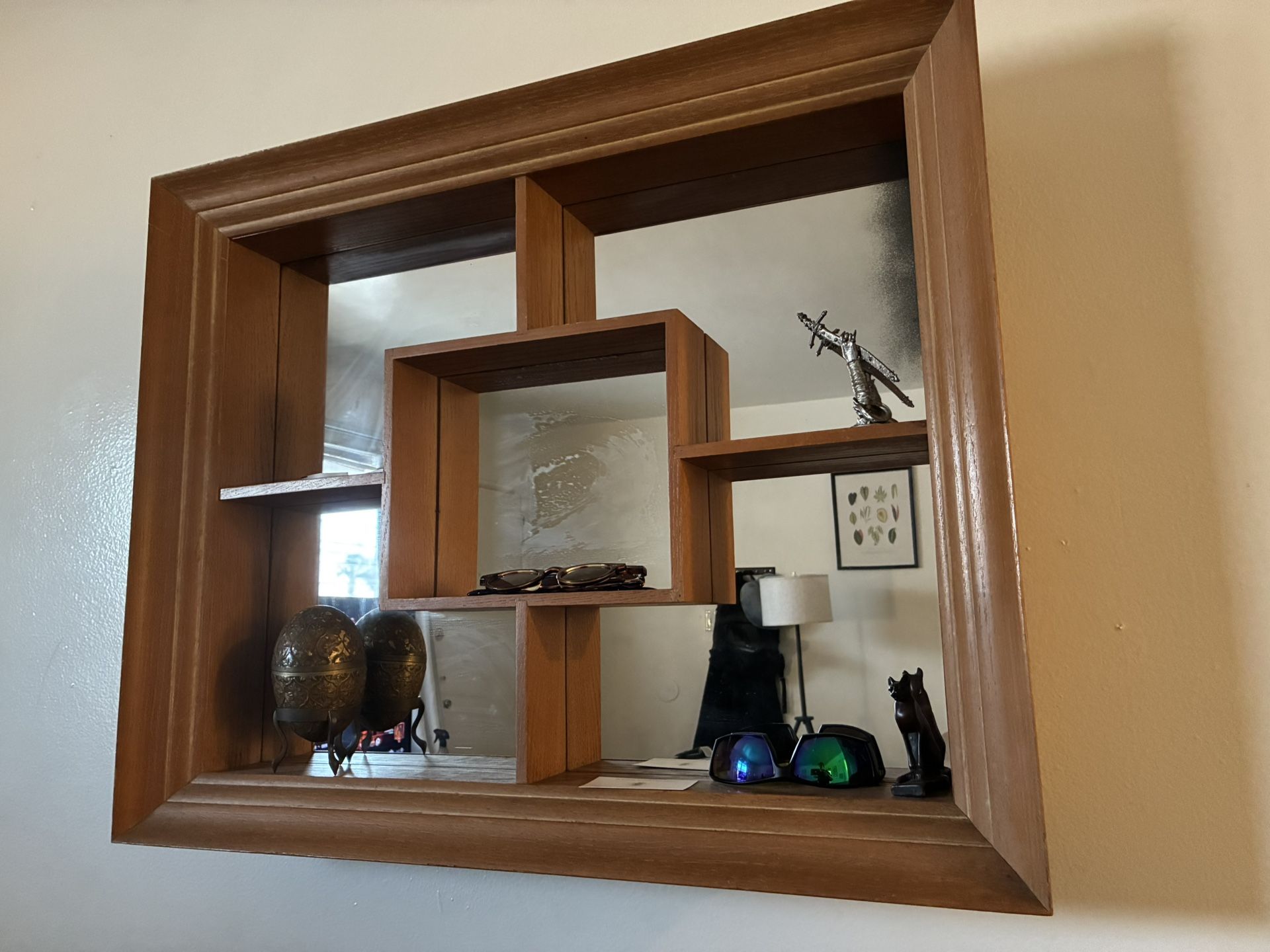 Wooden Wall Shelf Mirror