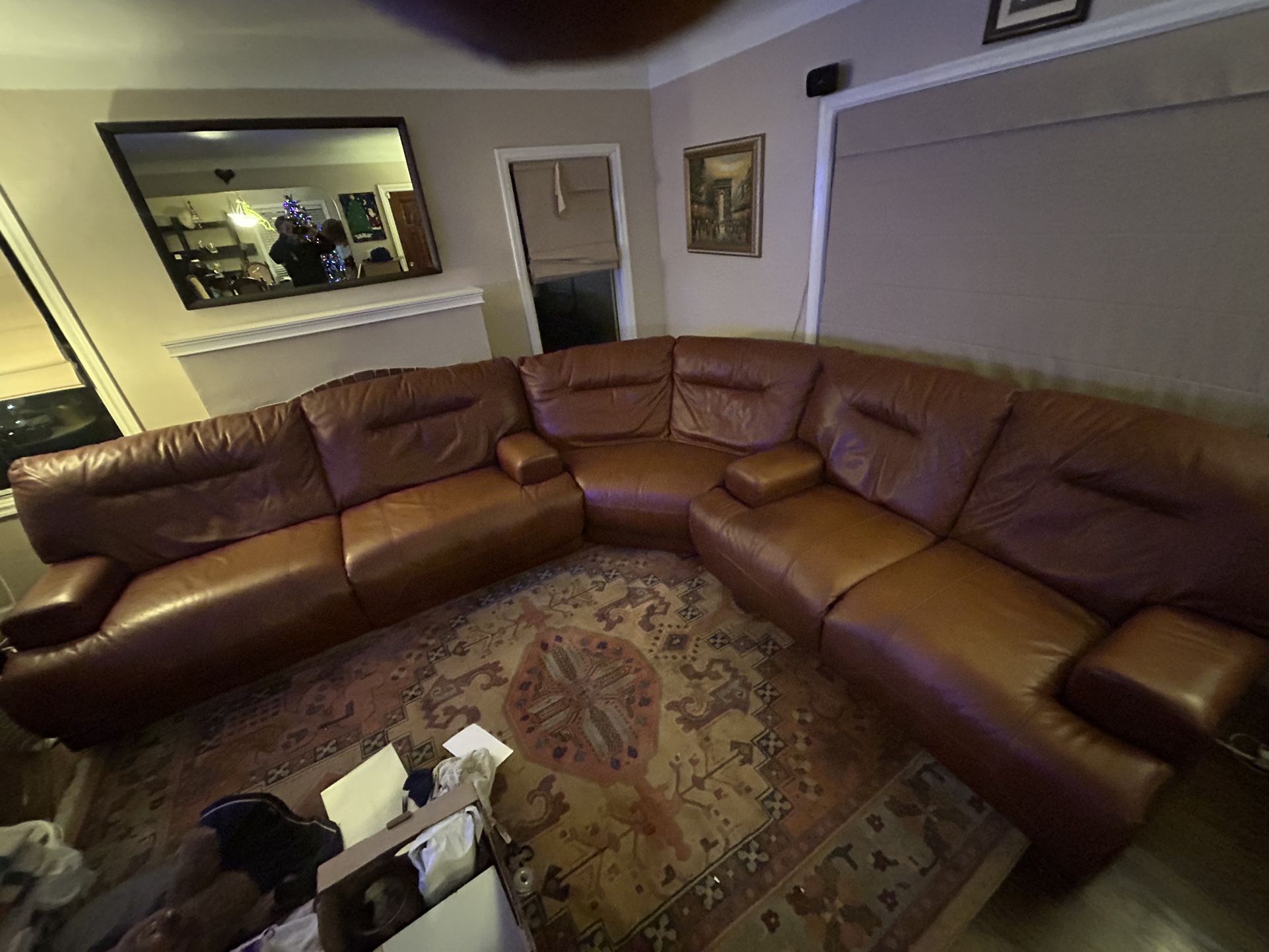 Genuine leather electric sectional couch