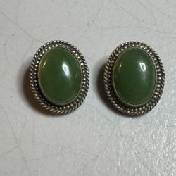 Vintage Sterling Oval Clip on Earrings