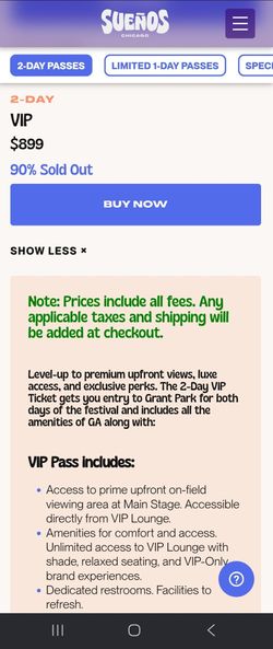 VIP Sueno Ticket 660