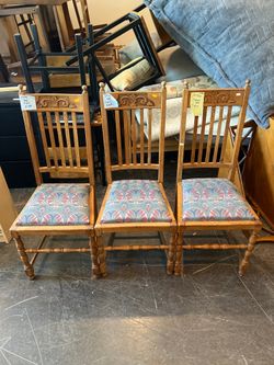Vintage Dining Chairs with Carved Backs