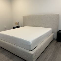 Upholstered King Bed With Mattress For Sale!