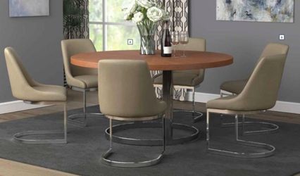 Brand New Cherry/Chrome Round Dining Set