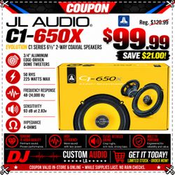JL Audio C1 Car Speakers 6 1/2 2-Way Coaxial Speaker System 225 Watts JL Audio C1-650X 🚨 Payment Options Available 🚨