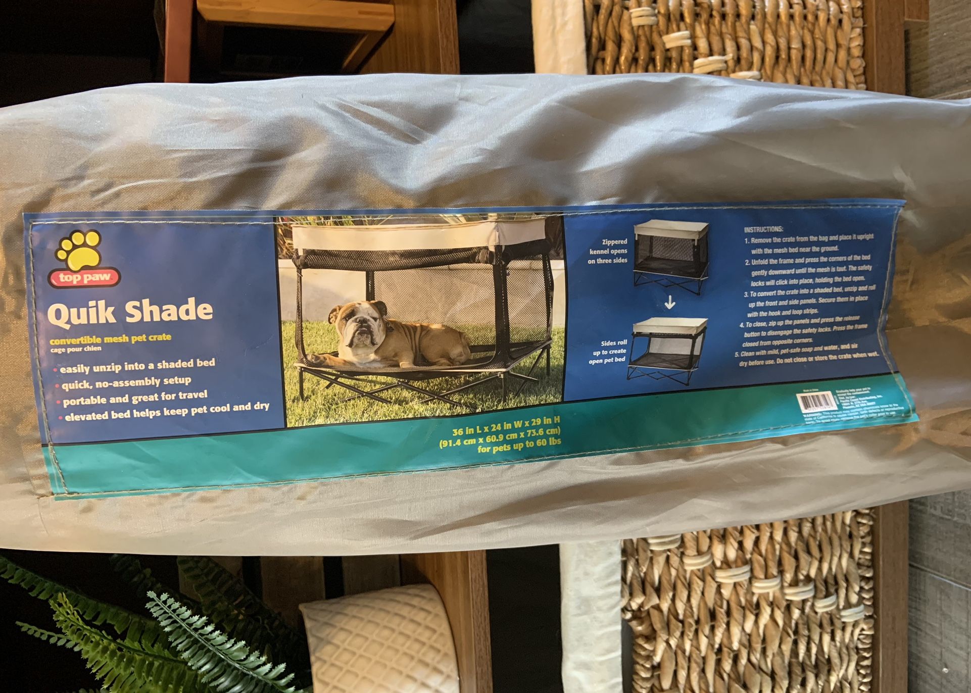 Top Paw Quick Shade Portable Dog Bed, Crate, & Shade