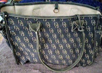 Dark Blue & Gold Monorgramed Dooney & Bourke Hand Bag/purse