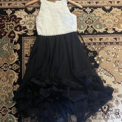Girls Black & White Formal Dress – Size 10
