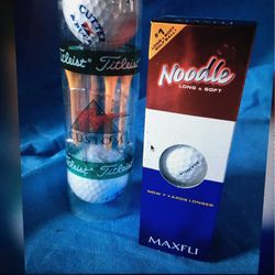 GOLFBALLS  NIB : (2) Titleist w/ tees + Maxfly Noodle (sleeve of 4)