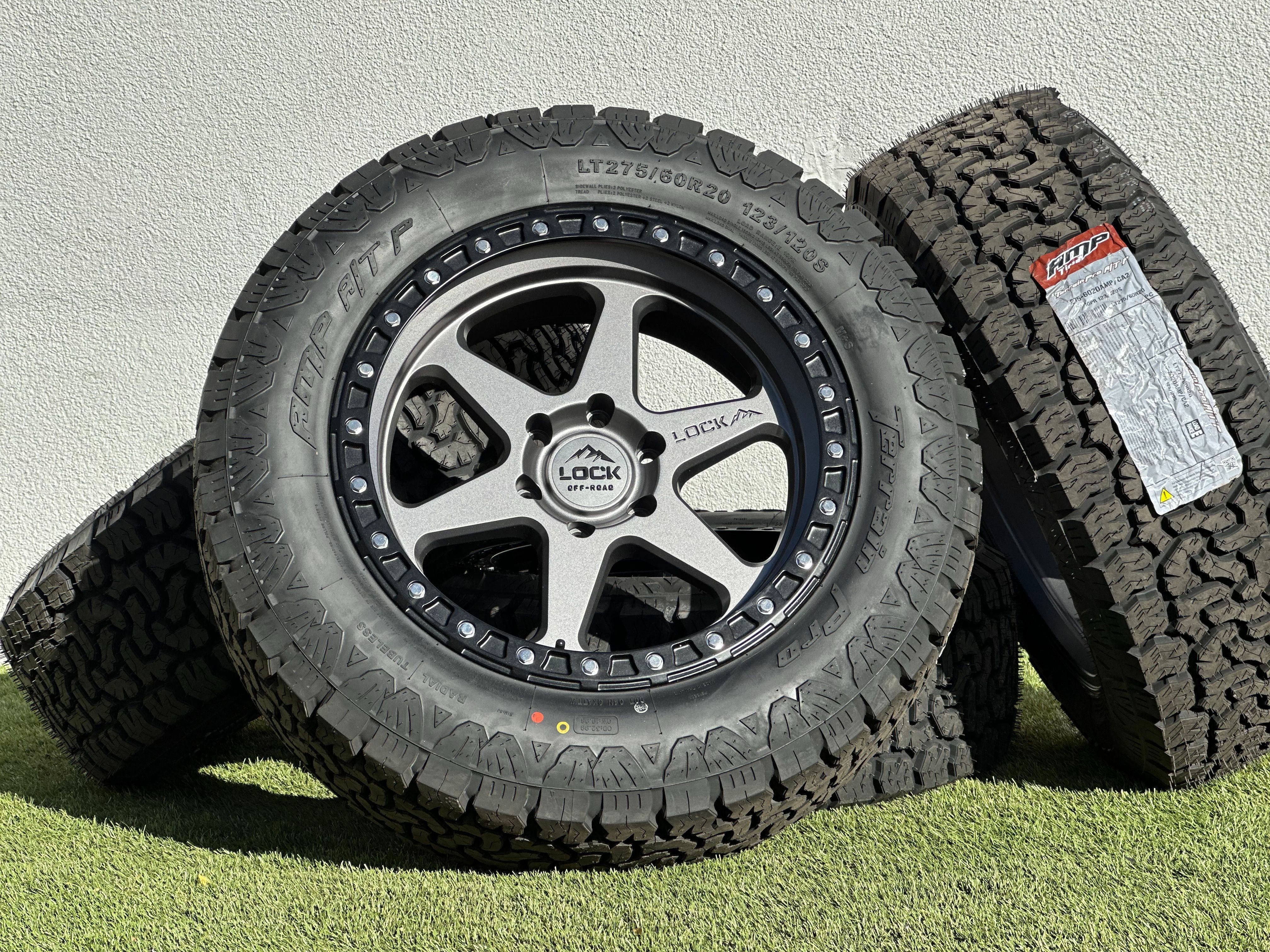 New 20" Lock Off Road Olympus Wheels 6x5.5 Chevy Silverado Rims Tahoe GMC Sierra Yukon 33" Tires A/T