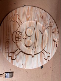 23"x1" custom wood carved One Piece Jolly Roger