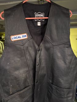 Genuine Leather Biker Vest 2XL with Patch