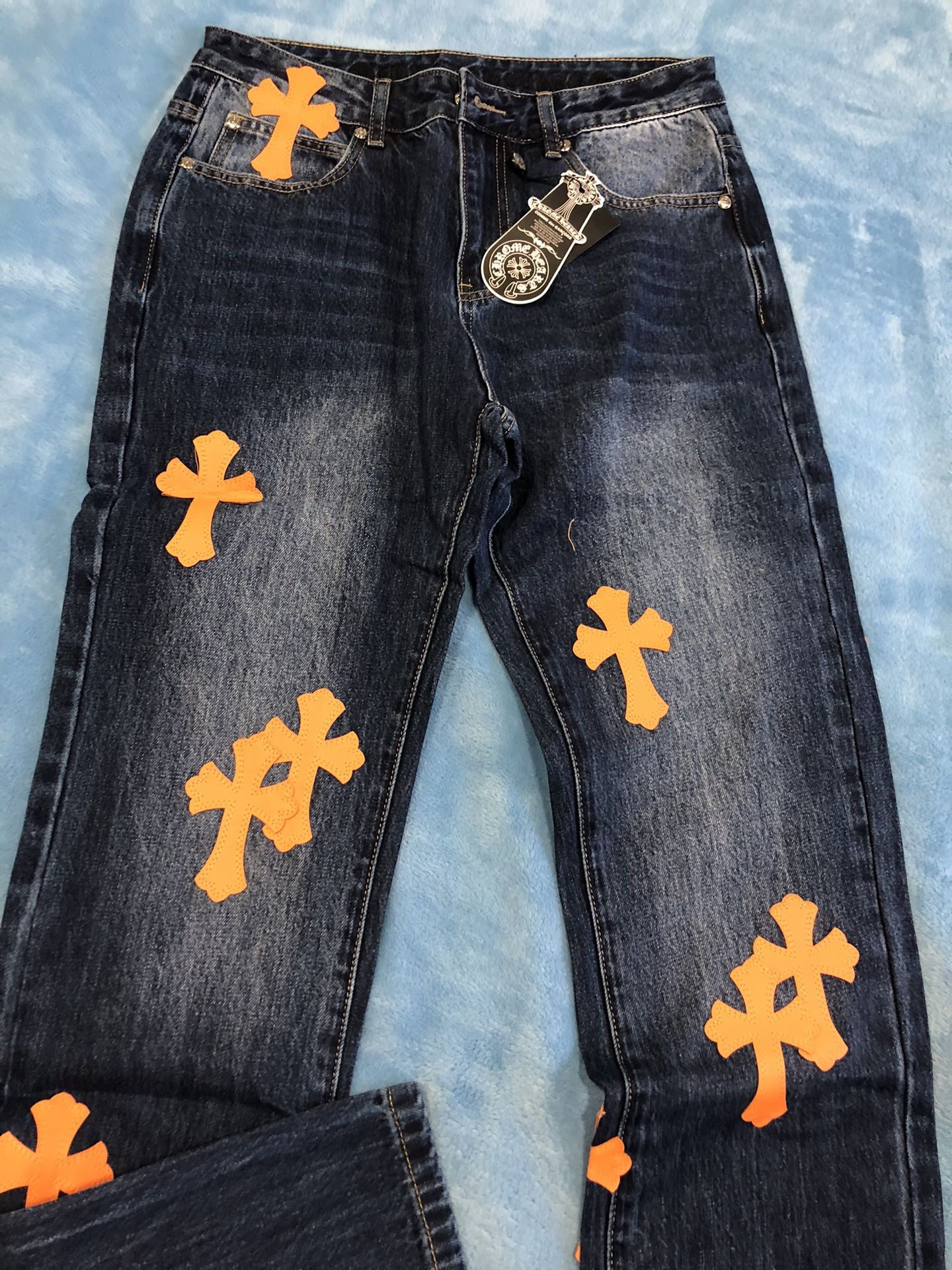 Blue Chrome Hearts Jeans. 30,32,34,36,38