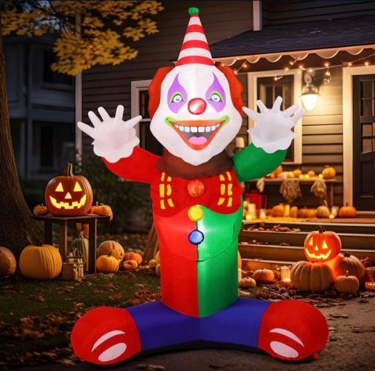 7 FT Halloween Inflatables Clown Outdoor Decorations Blow Up Yard Decoration with Built-in LEDs for Garden Lawn Party Decor
