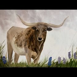 Original Oil Painting - Between Sky And Grass