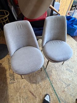 Set of 2 Gray Upholstered Dining Chairs
