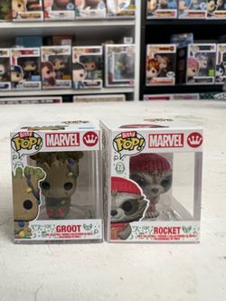 2 BITTY Groot & Rocket Racoon Holidays 1-Inch Funko Pops Marvel Guardians Galaxy Christmas Ornaments