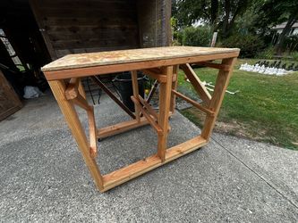 Wooden Workbench with HDX tote storage
