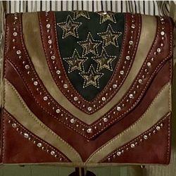 American Flag Purse with Rhinestones Crossbody Bag for 4th of July Patriotic Events  