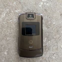 Original Motorola Razr V3 Cingular Flip Phone Silver 4x VGA Zoom Clean 