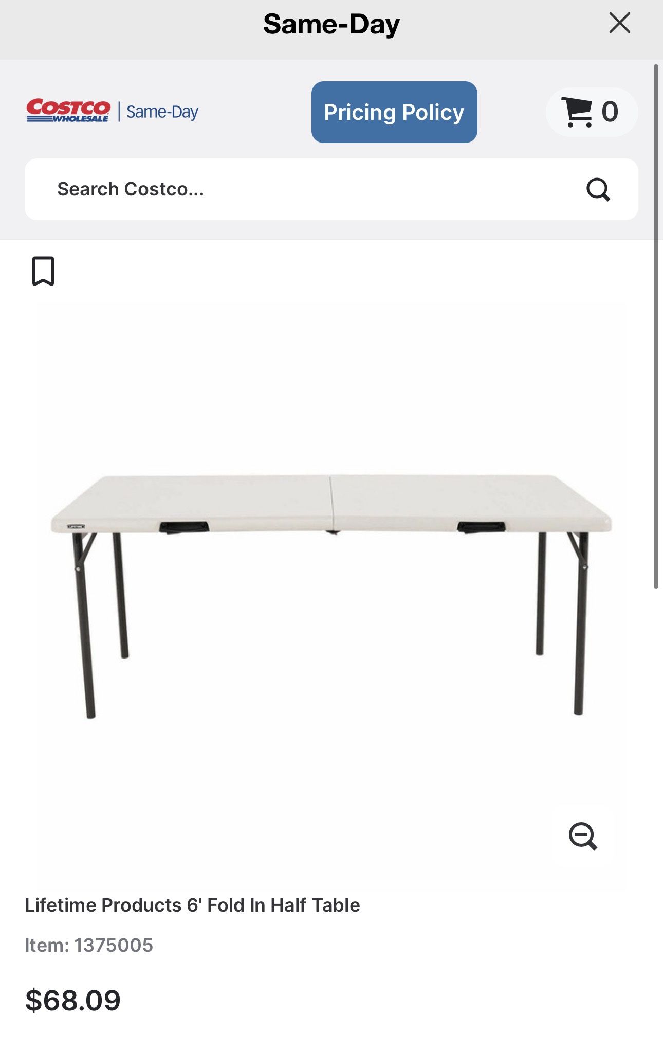 Folding Table lifetime Costco