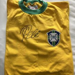 Signed Authenticated Pele Brazil T Shirt