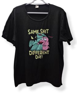 Courage the Cowardly Dog Graphic TeeCourage The Cowardly Dog Graphic Adult Tee, (XL-XXL) Black, Stretchy Relax Fit