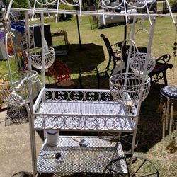 Wrought Iron Flower Cart 